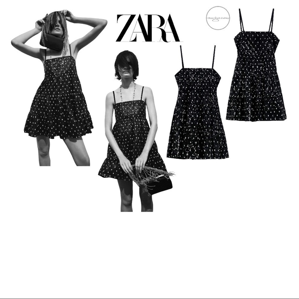 NWT ZARA Sequin Polka Dot Dress Size Medium